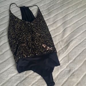 Sequined Sleeveless Body Suit, Size Small